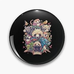 Whimsical Animal Collective Figurines - Vibrant Art Deco Collection Pin