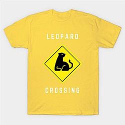 Animal Crossing T-Shirts - Leopard Crossing Animal Road Sign T-Shirt TP2712