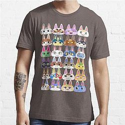 Animal Crossing T-Shirts - Cat Villager Heads Essential T-Shirts RB3004