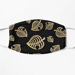 Animal Crossing Face Masks - Black and Gold Animal Crossing New Horizon Leaf Flat Mask RB3004