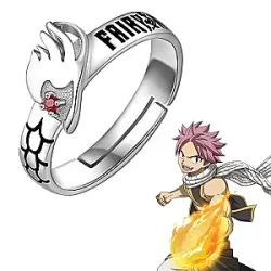 Anime Fairy Tail Ring Etherious Natsu Dragneel Cosplay Unisex Adjustable Opening Finger Rings Party Jewelry Accessories