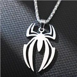 HNSP Stainless Steel Spider Pendant Chain Necklace For Men Boy Anime Jewelry Accessories