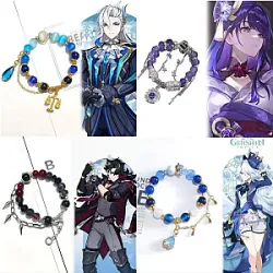 Anime Game Genshin Impact Neuvillette Wriothesley Cosplay Bracelet Unisex Beads Pendant Bracelets Jewelry Accessories Gifts