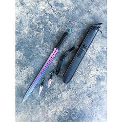 Rainbow Double Edge Ninja Sword 2 Throwing Knives KA1207