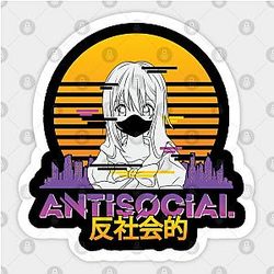 Vaporware Aesthetic Anti Social Anime Sticker TP0401