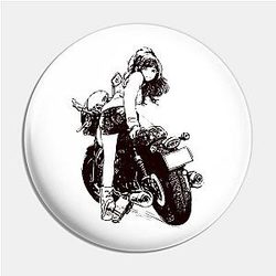 vintage and rebel lady biker on cafe racer bike Pin TP0501