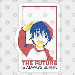 erased anime characters satoru fujinuma quotes the future is always blank white Sticker TP0401