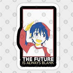 erased anime characters satoru fujinuma quotes the future is always blank black Sticker TP0401