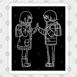 erased anime characters kayo hinazuki and satoru fujinuma black Sticker TP0401