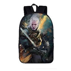 The Witcher 3 Wild Hunt Geralt Sword Fighting Art Backpack Bag SAI0505