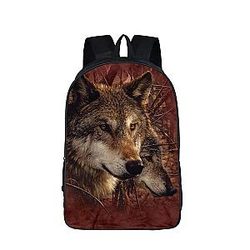 Two Brown Timber Wolves Food Hunting In The Wild Backpack SAI0505