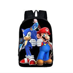 Super Mario Sonic The Hedgedog Cool Black Backpack Bag SAI0505
