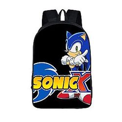Sega Sonic X Cool Anime Simple Black Backpack Bag SAI0505