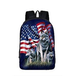 Proud Wolfpack Canidae American Flag Charming Backpack SAI0505