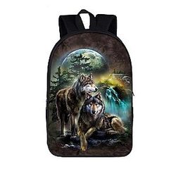Lovely Couple Wolves Looking Out In The Wild Backpack SAI0505