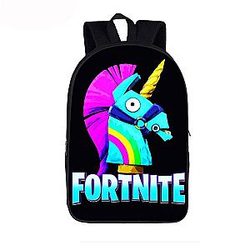 Fortnite Battle Royal Funny Rainbow Unicorn Black Backpack SAI0505