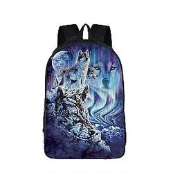 Fascinating Gray Wolves Snowy Northern Lights Backpack SAI0505
