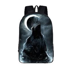 Amusing Lone Wolf Howling Under The Moon Gray Backpack SAI0505