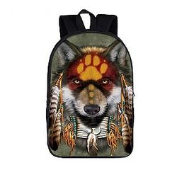 Cute Native American Wolf Paw Imprinted Forehead Backpack SAI0505