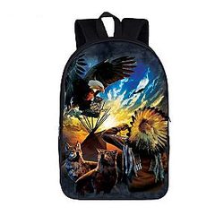 Two Wolves Native American And Eagle On Day Break Backpack SAI0505