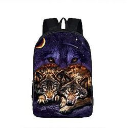 Two Wolves Resting Under The Night Sky Purple Backpack SAI0505