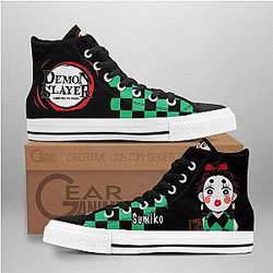 Demon Slayer Converse - Tanjiro Sumiko High Top Shoes Funny | Anime Converse AG0512