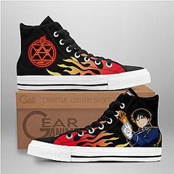 Fullmetal Alchemist Converse - Roy Mustang High Top Shoes Flame | Anime Converse AG0512