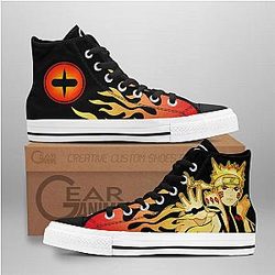 Naruto Converse - Nrt Uzumaki Bijuu Mode High Top Shoes Flame | Anime Converse AG0512