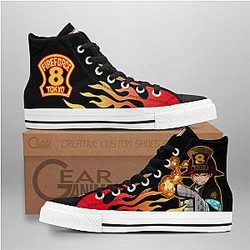 Fire Force Converse - Shinra Kusakabe High Top Shoes Flame | Anime Converse AG0512