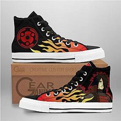Naruto Converse - Madara Uchiha High Top Shoes Flame Mix Manga | Anime Converse AG0512