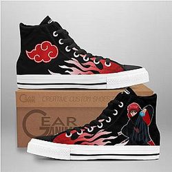 Naruto Converse - Sasori High Top Shoes Akatsuki Flame Mix Manga | Anime Converse AG0512