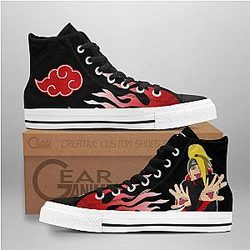 Naruto Converse - Deidara High Top Shoes Akatsuki Flame Mix Manga | Anime Converse AG0512