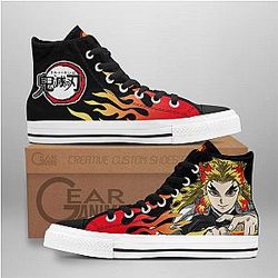Demon Slayer Converse - Kyojuro Rengoku High Top Shoes Flame Mix Manga | Anime Converse AG0512