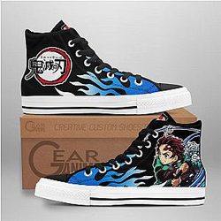 Demon Slayer Converse - Tanjiro Water High Top Shoes Flame Mix Manga | Anime Converse AG0512
