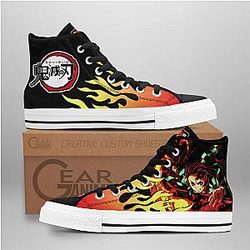 Demon Slayer Converse - Tanjiro Fire High Top Shoes Flame Mix Manga | Anime Converse AG0512