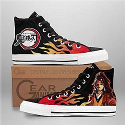Demon Slayer Converse - Yoriichi Tsugikuni High Top Shoes Flame | Anime Converse AG0512