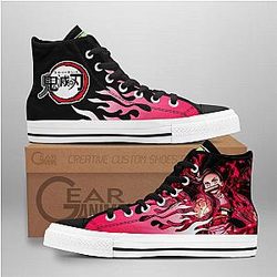 Demon Slayer Converse - Nezuko Blood Demon Art High Top Shoes Flame | Anime Converse AG0512
