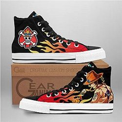 One Piece Converse - Ace D. Portgas High Top Shoes Flame Mix Manga | Anime Converse AG0512