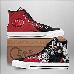 Naruto Converse - Itachi Uchiha High Top Shoes Akatsuki Mix Manga | Anime Converse AG0512