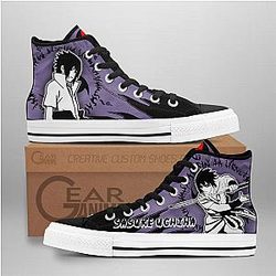 Naruto Converse - Sasuke Uchiha High Top Shoes Mix Manga | Anime Converse AG0512