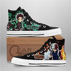 Demon Slayer Converse - Tanjiro and Shoto Todoroki High Top Shoes | Anime Converse AG0512