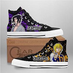 Naruto Converse - Kurapika and Sasuke Uchiha High Top Shoes | Anime Converse AG0512
