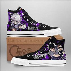 Naruto Converse - Killua Zoldyck and Sasuke Uchiha High Top Shoes | Anime Converse AG0512