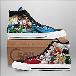The Rising Of The Shield Hero Converse - Naofumi Iwatani Raphtalia and Filo High Top Shoes The | Anime Converse AG0512