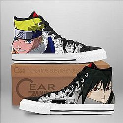 Naruto Converse - Sasuke Uchiha and Nrt Uzumaki High Top Shoes Mix Manga | Anime Converse AG0512
