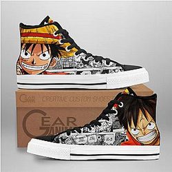 One Piece Converse - Luffy High Top Shoes Mix Manga | Anime Converse AG0512