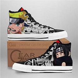 Naruto Converse - Itachi Uchiha and Nrt Uzumaki High Top Shoes Mix Manga | Anime Converse AG0512