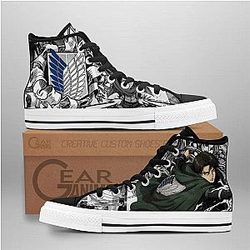 Attack On Titan Converse - AOT Levi High Top Shoes | Anime Converse AG0512