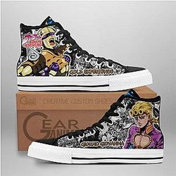 Jojo's Birraze Adventure Converse - Giorno Giovanna High Top Shoes | Anime Converse AG0512