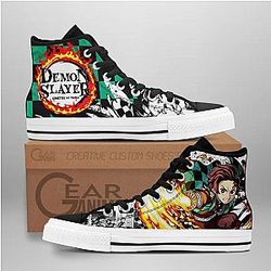 Demon Slayer Converse - Tanjiro Fire High Top Shoes | Anime Converse AG0512